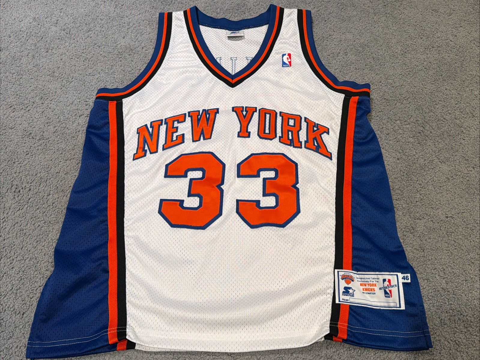 Patrick Ewing New York Knicks Vintage Starter NBA Authentics Jersey Size 46 RARE