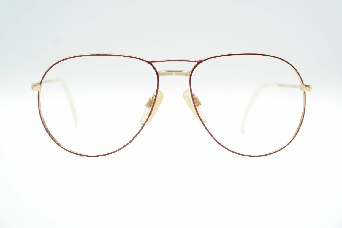 Vintage R + H 7057 Format Collection Gold Red Oval Glasses Frame NOS