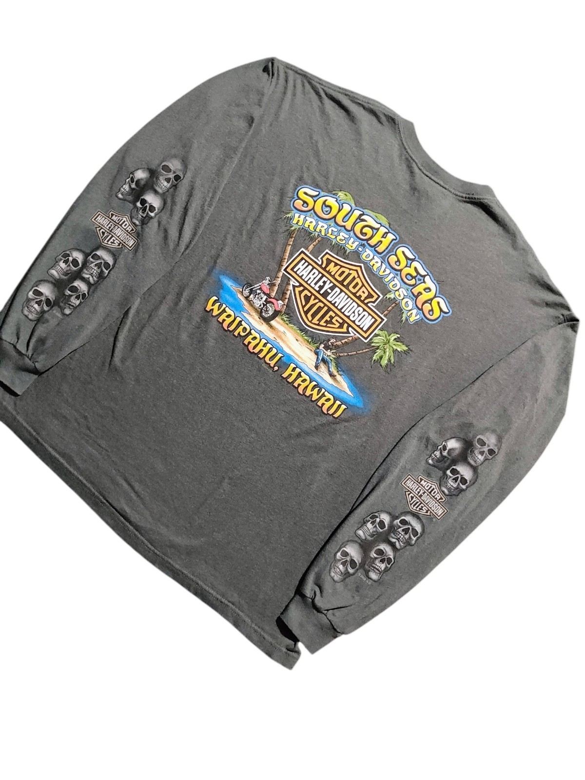 Vintage y2k Harley Davidson waipahu southseas skull long sleeve XL Vintage y2k Harley Davidson waipahu southseas skull long sleeve XL