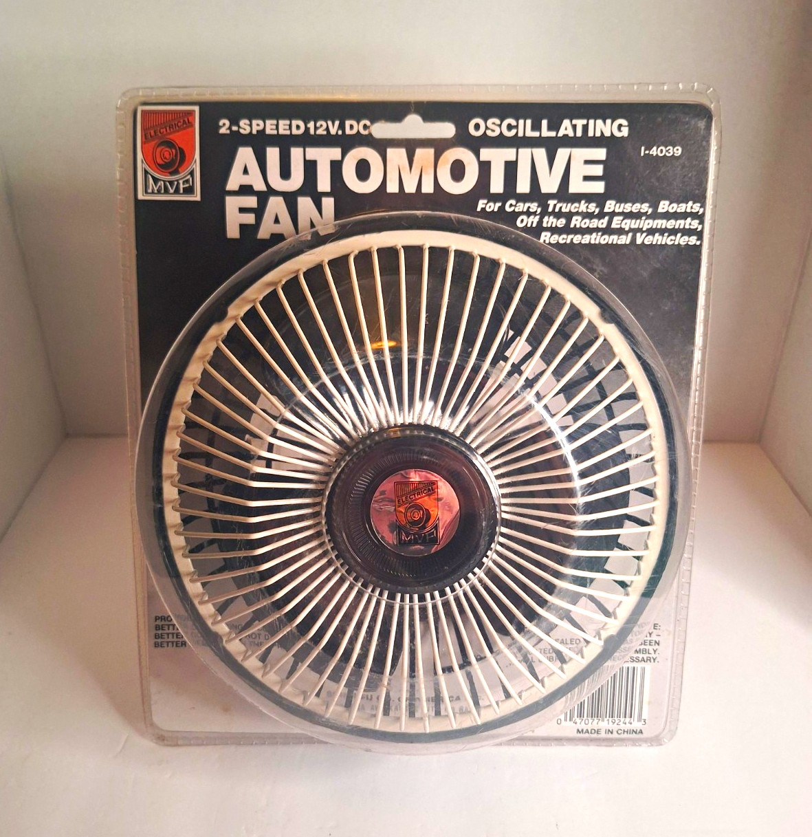 Vintage MVP I-4039 12V 2-Speed Oscillating Automotive Fan NOS Sealed