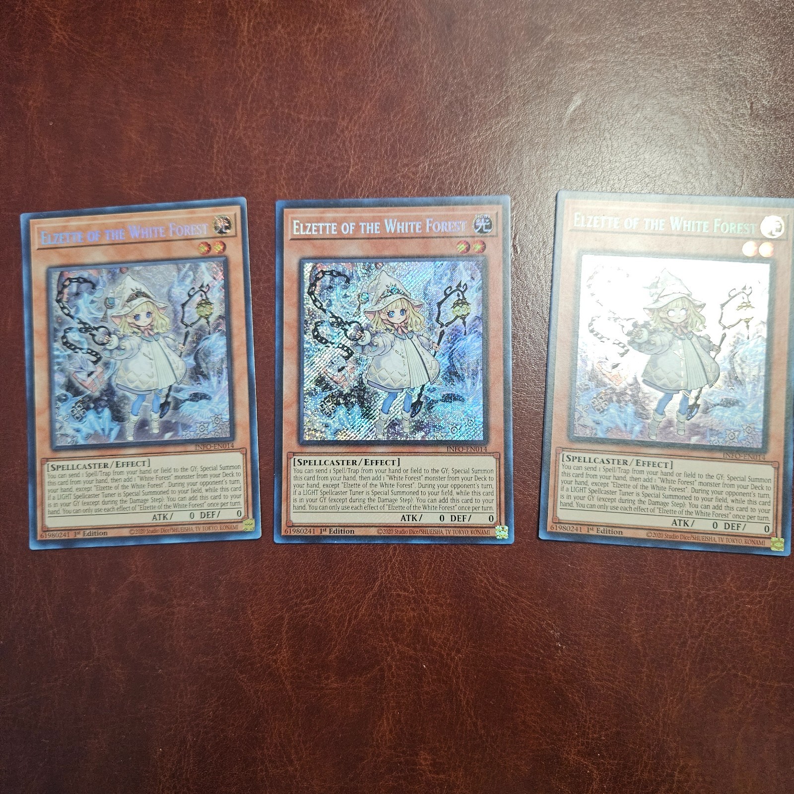 YUGIOH 3x Elzette of the White Forest INFO-EN014 Secret Rare 1st ED NEAR MINT