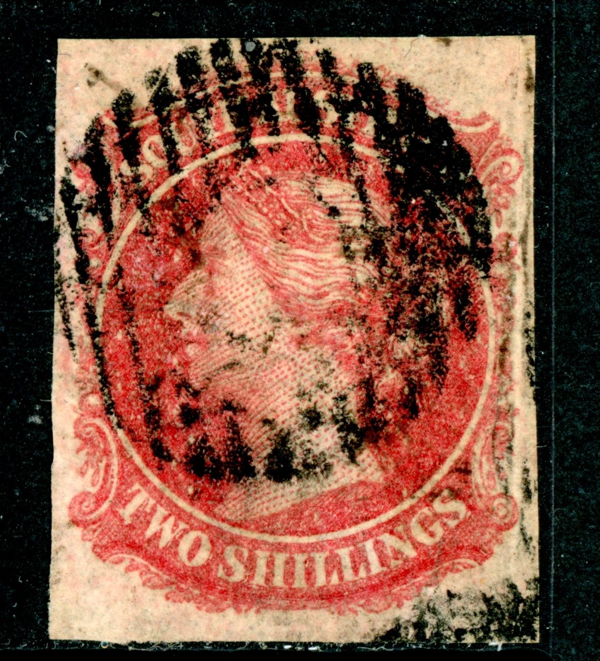 South Australia 1867 QV 2 Shilling Carmine SG #38v Imperf VFU H298