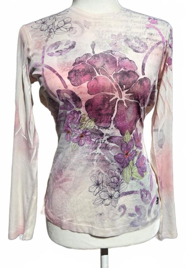 Vintage 2000s Y2K Hot Chillys Graphic Print Base Layer Long Sleeve Shirt