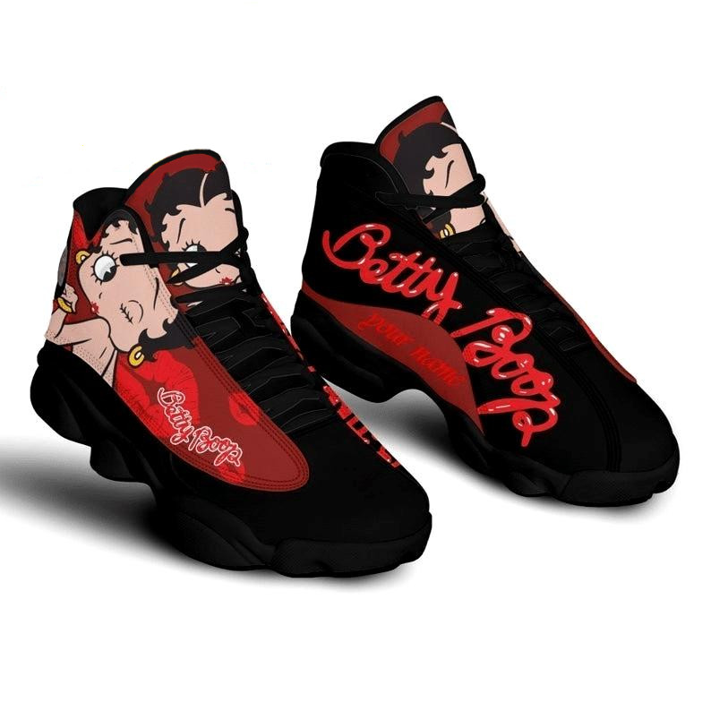 Custom Black Betty Boop Cartoon Print J13 shoes, Beautiful Betty Boop Shoes.