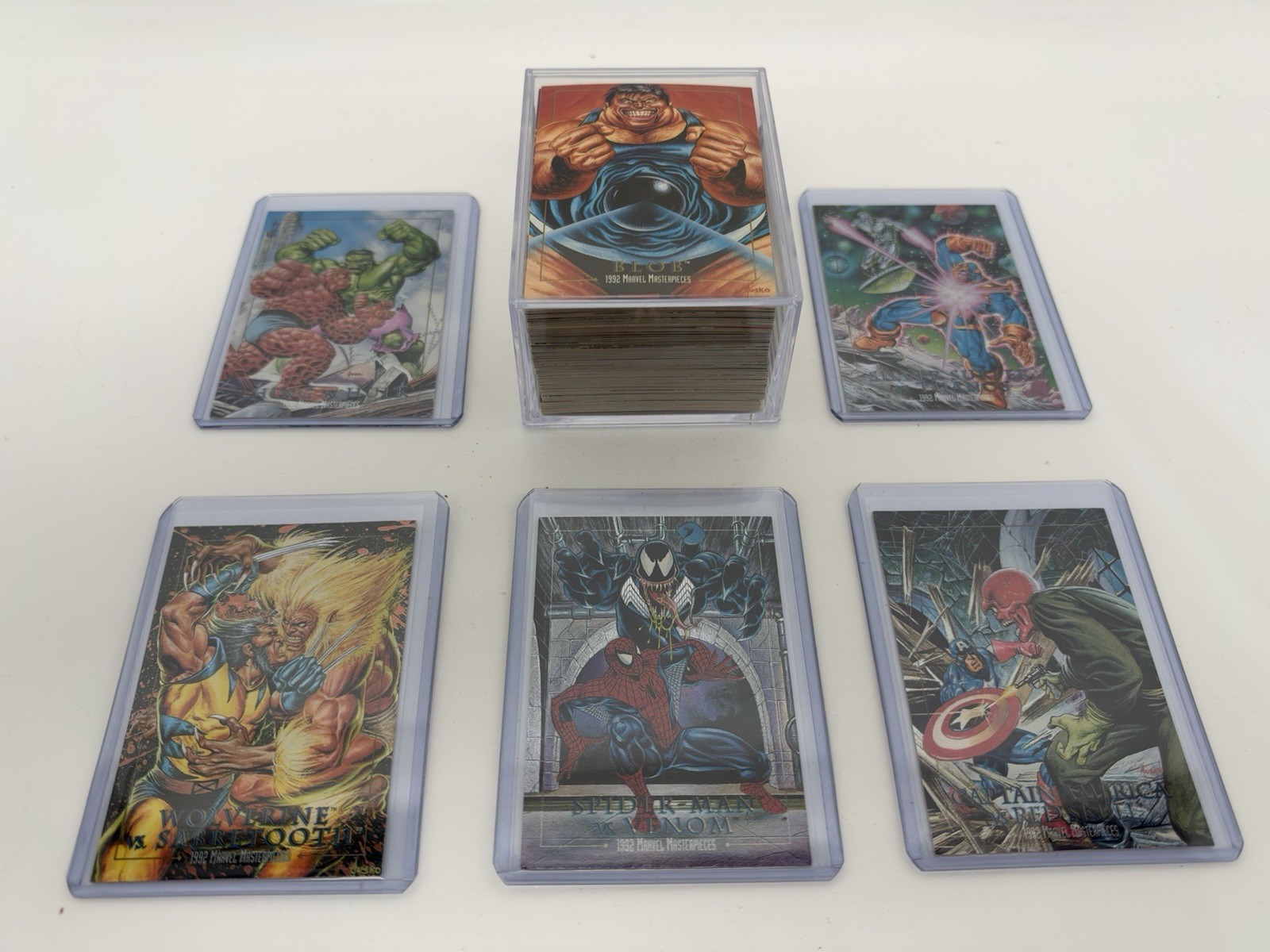 1992 Marvel Masterpieces Complete Base Set 1-100 + All Battle Spectra Cards 1-5 1992 Marvel Masterpieces Complete Base Set 1-100 + All Battle Spectra Cards 1-5