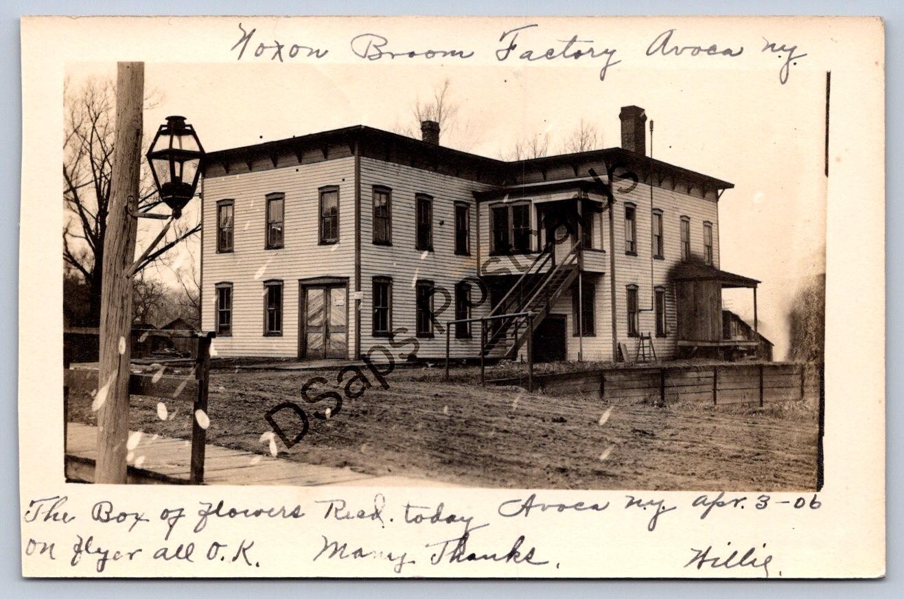 K60/ Avoca New York RPPC Postcard c1910 Noxon Broom Factory Building 399
