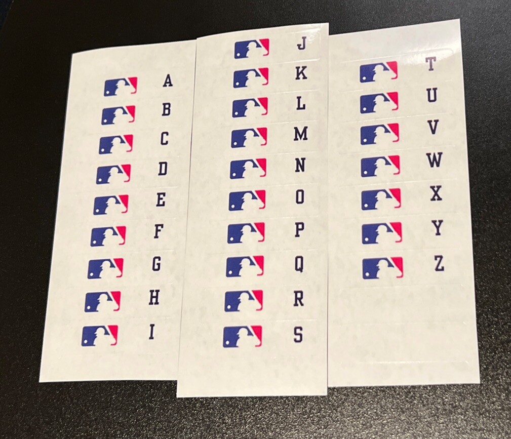 *GLOSS* 26 MLB A-Z (Alphabetical) Sports Card Dividers Sticker Labels Set *GLOSS* 26 MLB A-Z (Alphabetical) Sports Card Dividers Sticker Labels Set