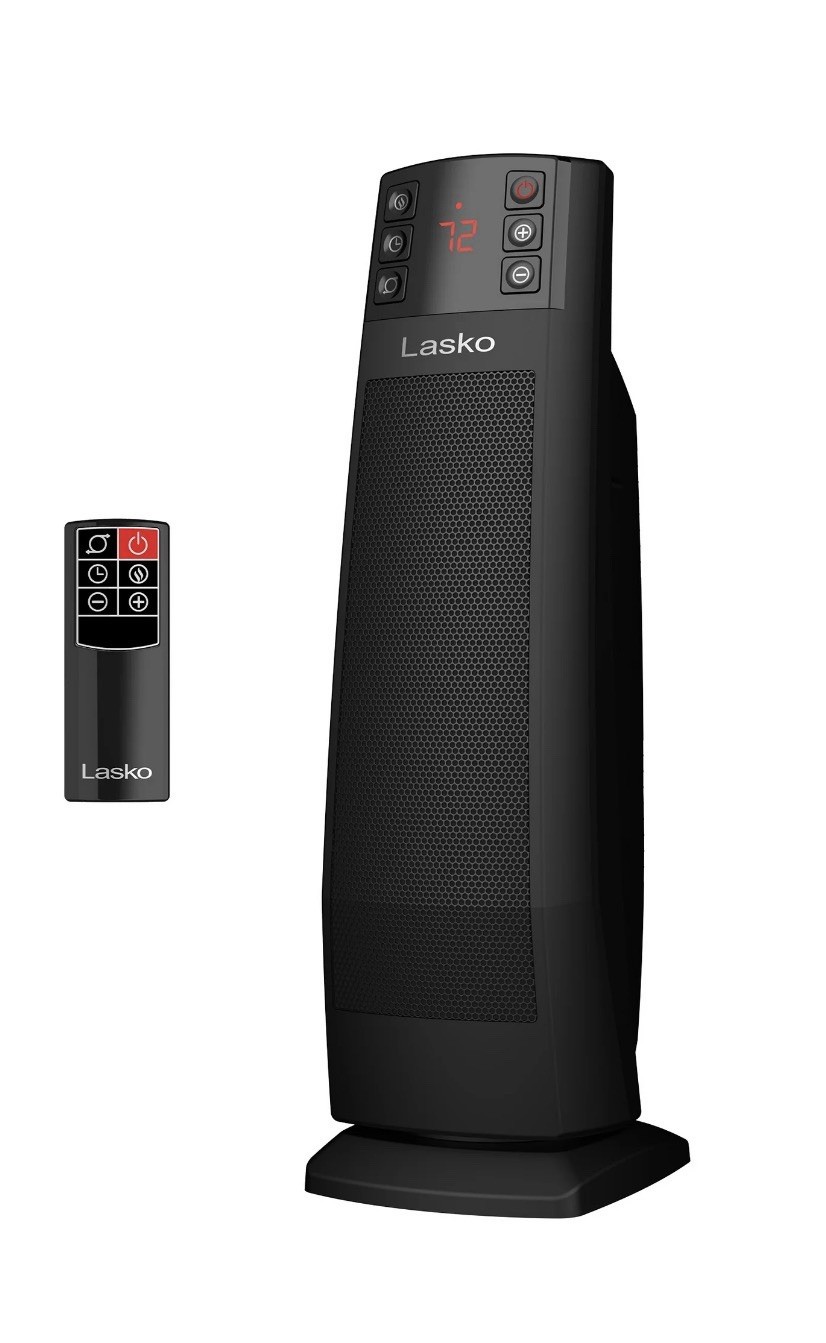 Lasko 22” Oscillating Ceramic Tower Space Heater Dimming Display Remote 1500W