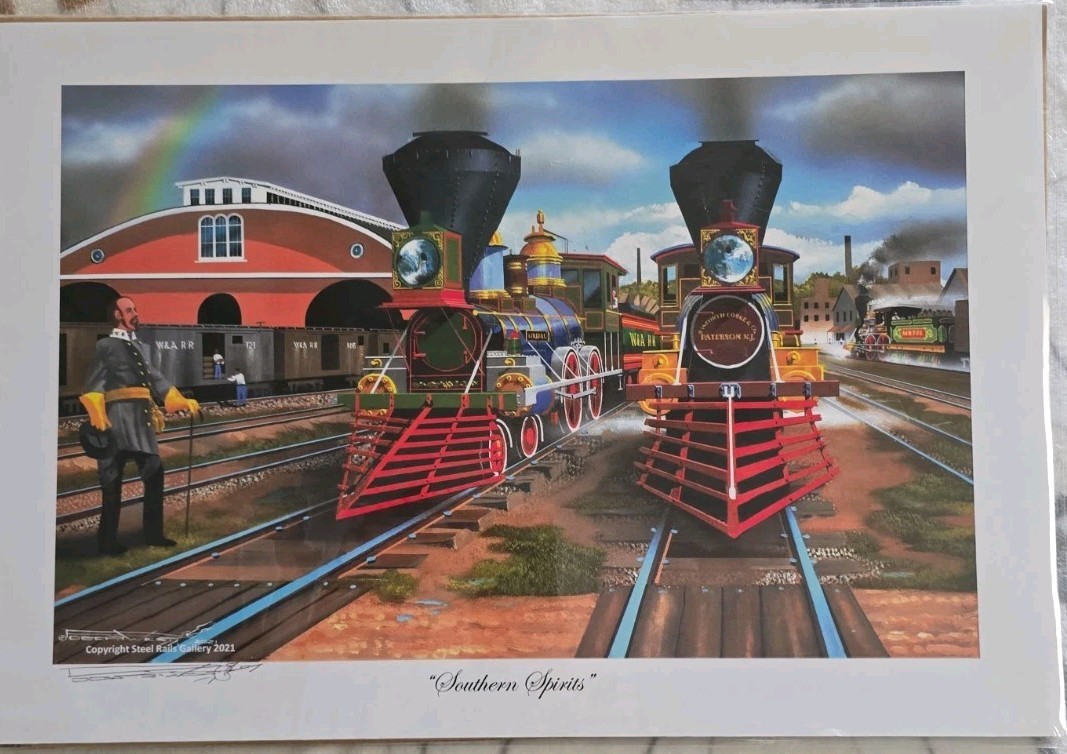 Robert West Signed Southern Spirits 1864 Atlanta Locomotive Train Art Print... Robert West Signed Southern Spirits 1864 Atlanta Locomotive Train Art Print...