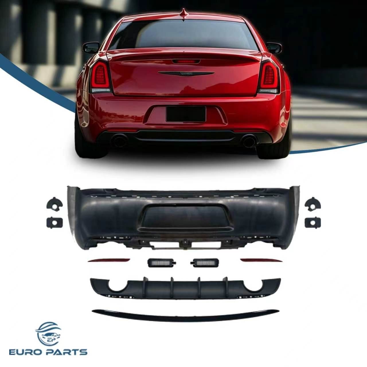 Fit 2012-2014 Facelift 2015-2023 Chrysler 300c SRT Rear Bumper Kit w/Diffuser