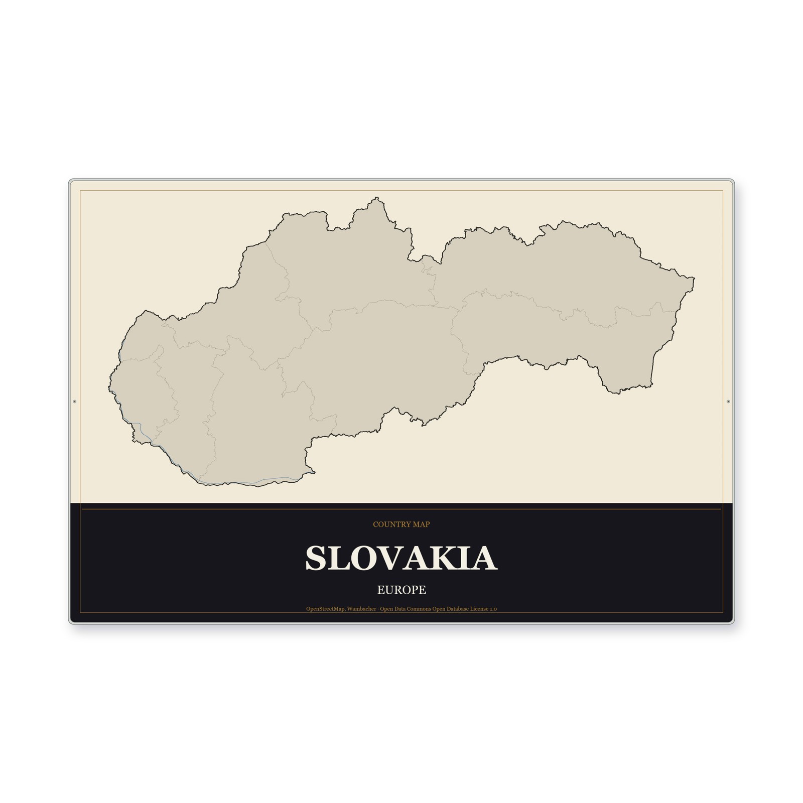 Slovakia Country Map Wall Art Weatherproof Aluminum Sign