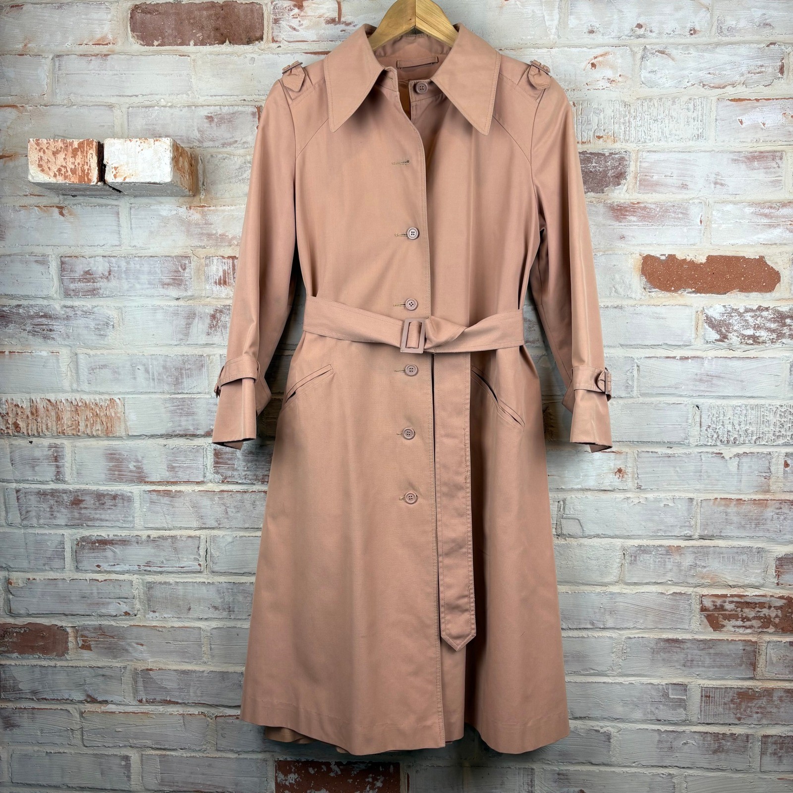 Vintage Billina Sport Peach Belted Raincoat Trench Coat Medium