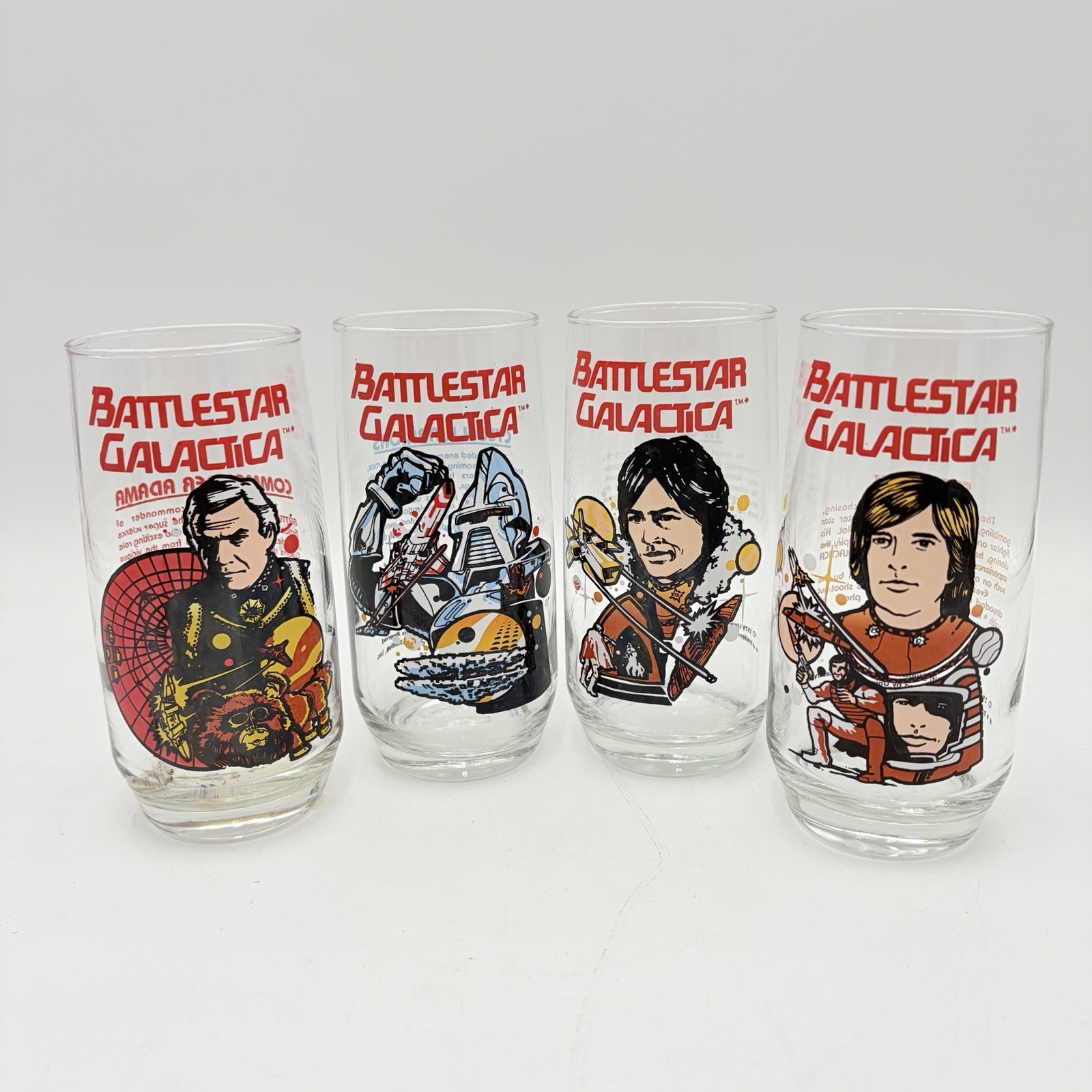 Vintage 1979 Battlestar Galactica Drinking Glasses Complete Set of 4
