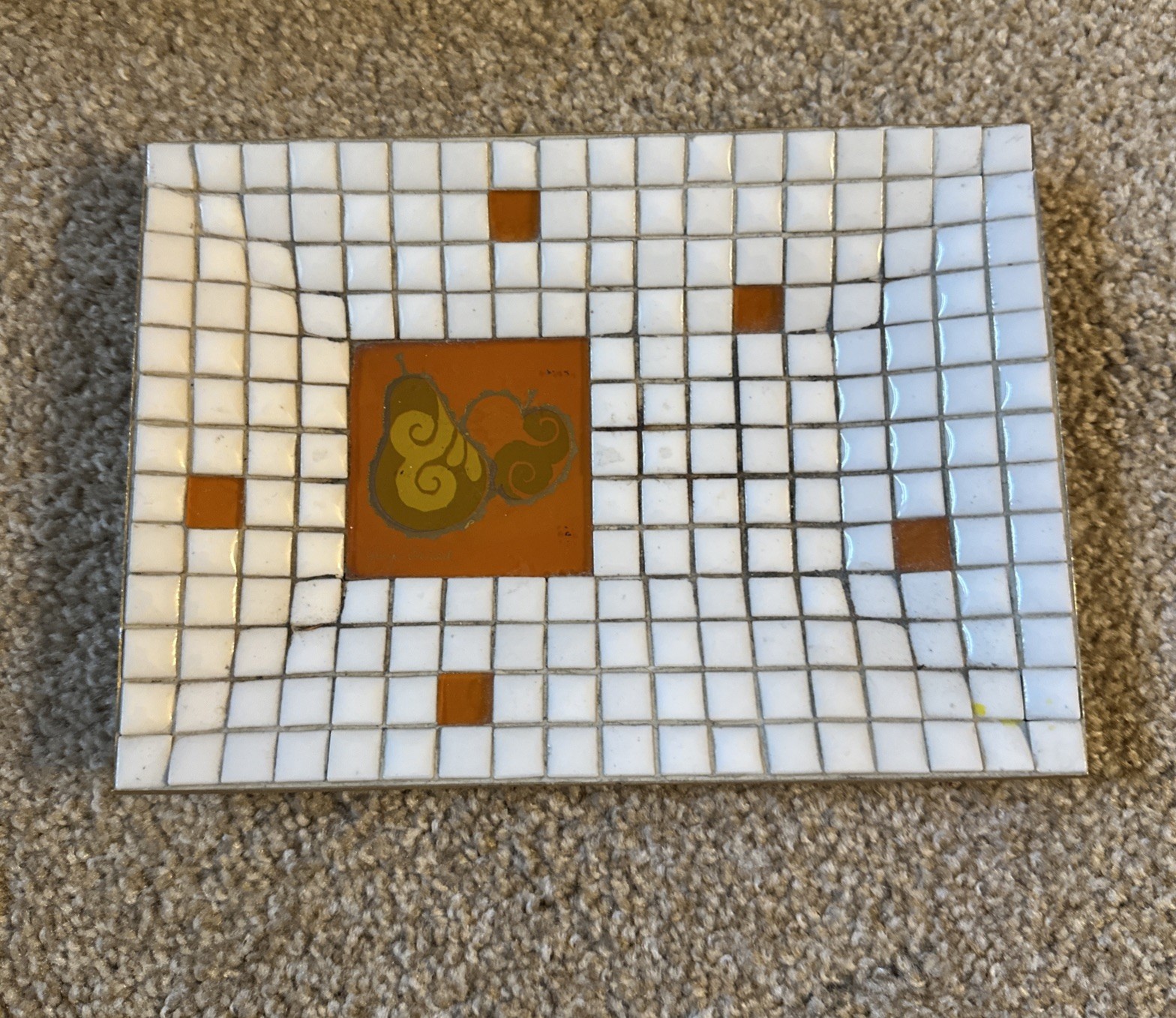 VTG George’s Briard Mosaic Tile Tray Black Gold Mid Century Modern VTG George’s Briard Mosaic Tile Tray Black Gold Mid Century Modern