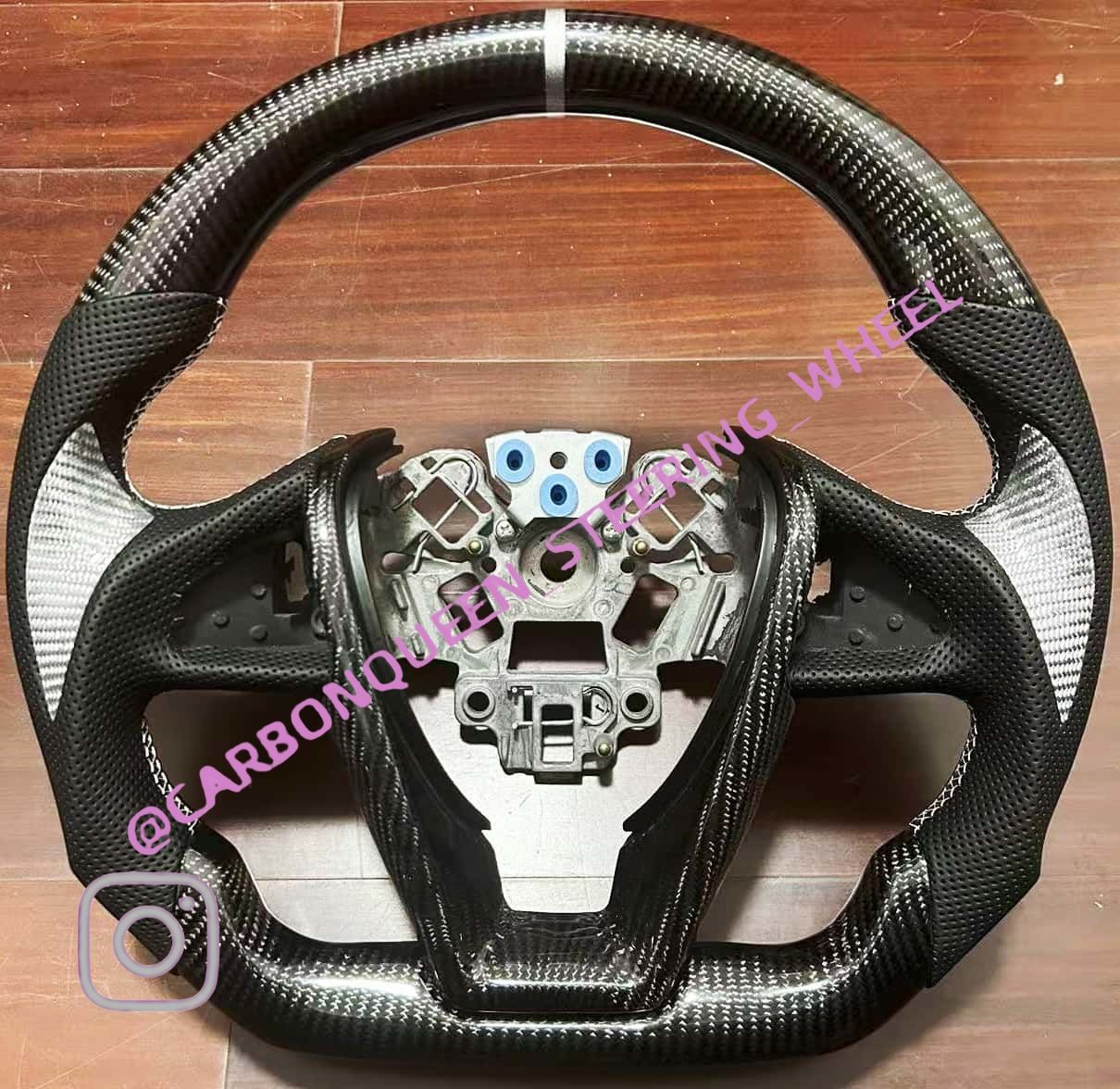 REAL CARBON FIBER Steering Wheel FOR NISSAN MAXIMA W/WHITE+BUTTONS COVER 16-17YS