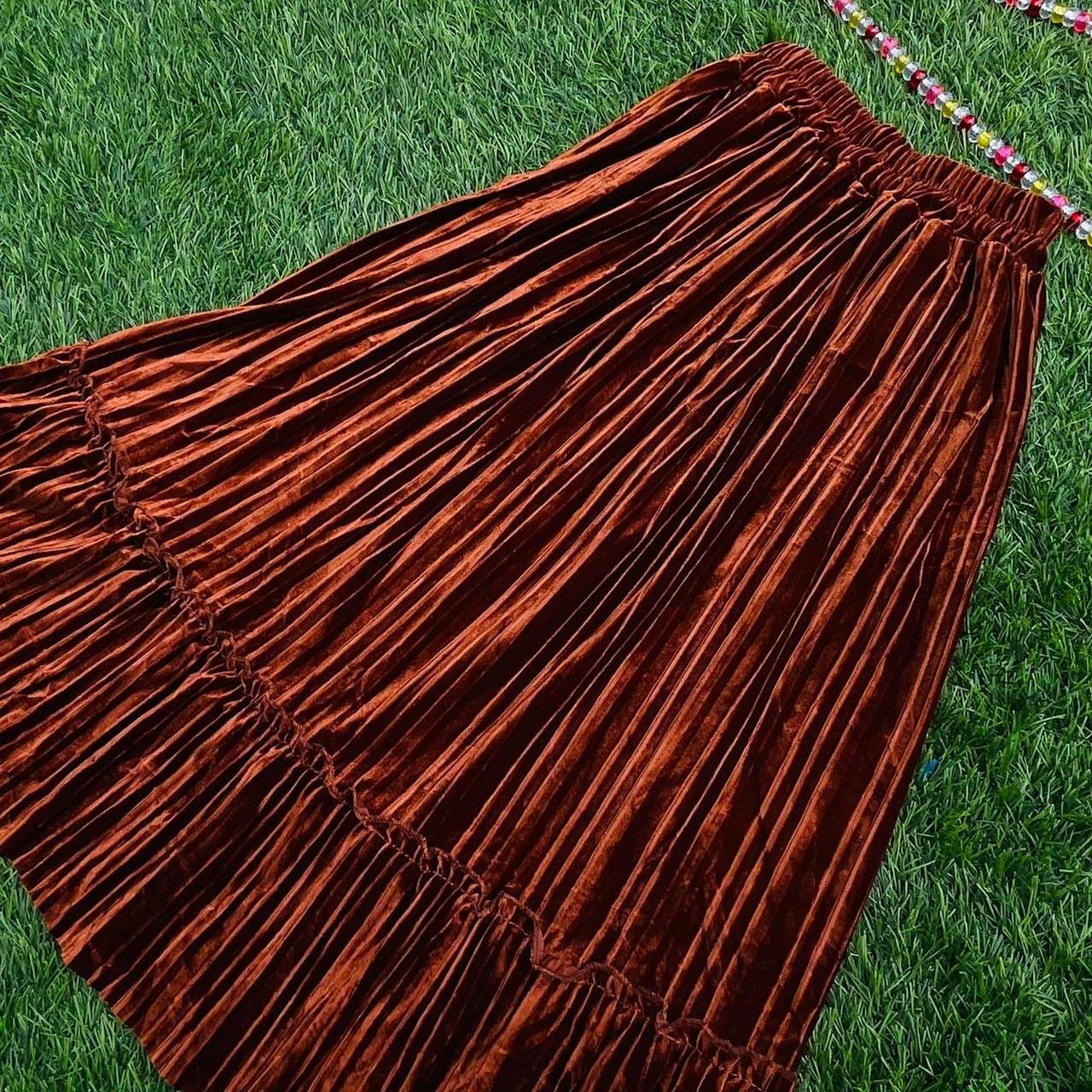Vintage Feather Like Velvet Mixi Skirt