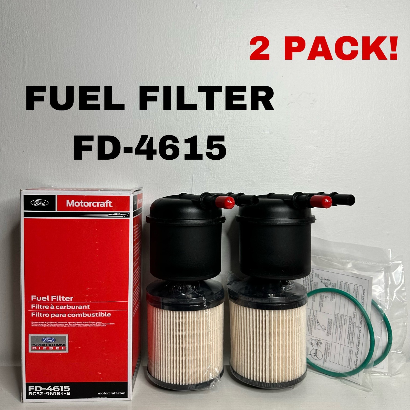 2 PACK OEM Motorcraft FD4615 Diesel Fuel Filter Ford 6.7L FREE FAST SHIPPING