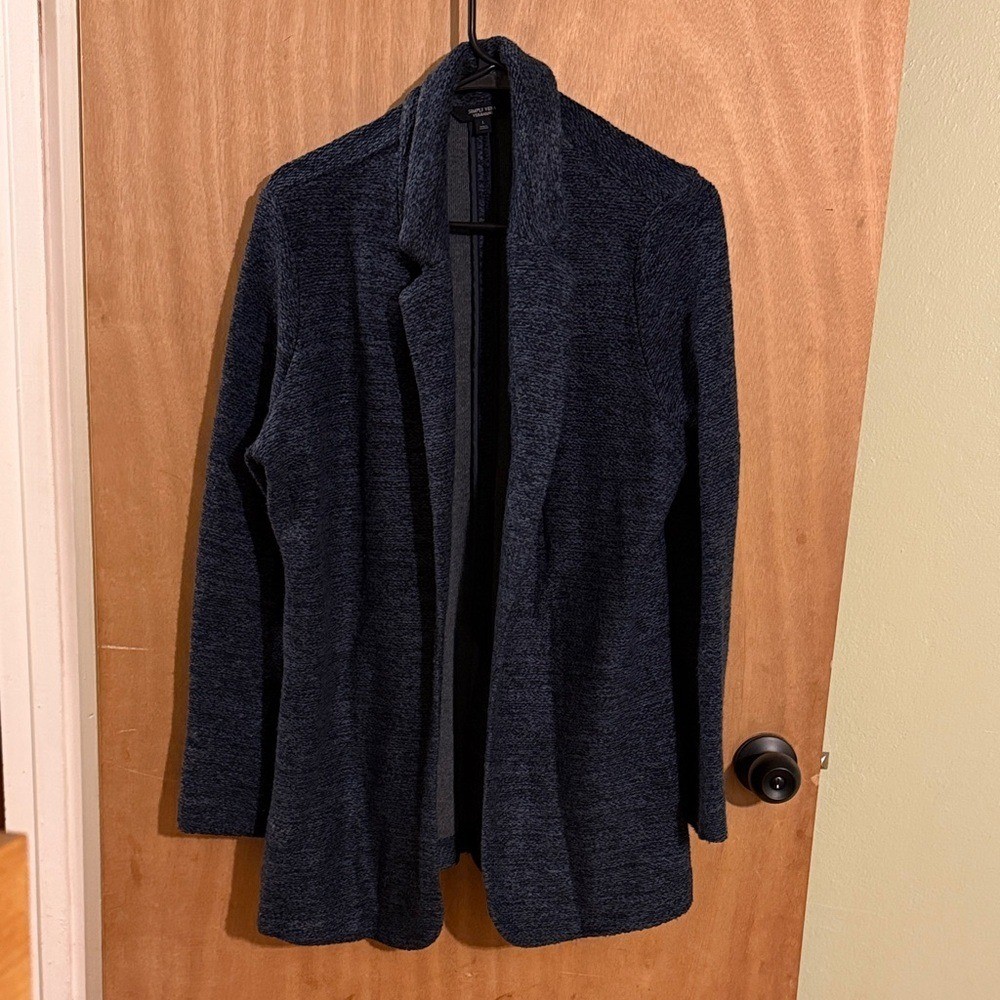Simply Vera Vera Wang Navy Blue Open Front Cardigan Jacket Womens Large L Simply Vera Vera Wang Navy Blue Open Front Cardigan Jacket Womens Large L