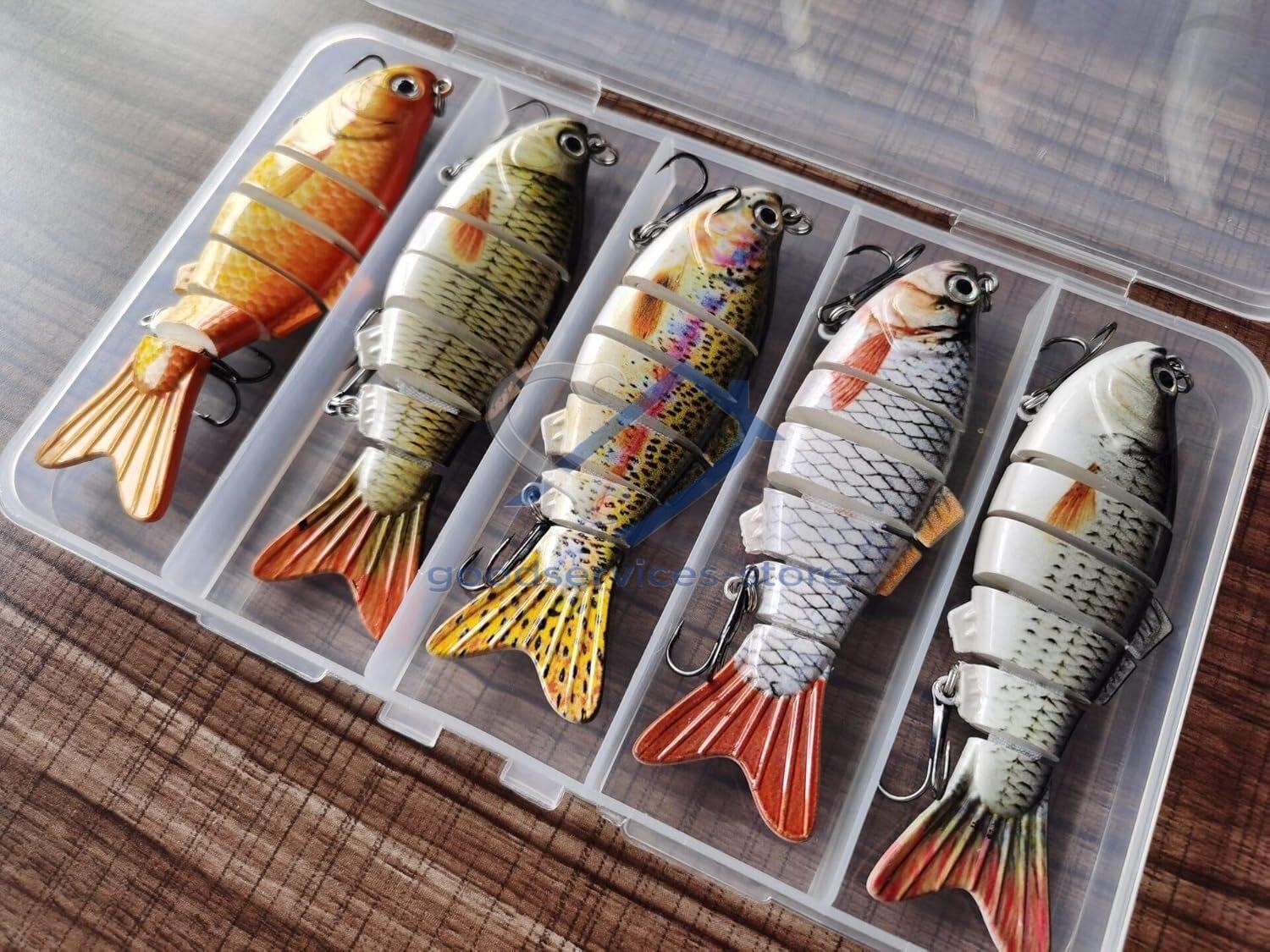 5 pack Lifelike swimbait crankbait fishing lures lot tackle box multi jointed
