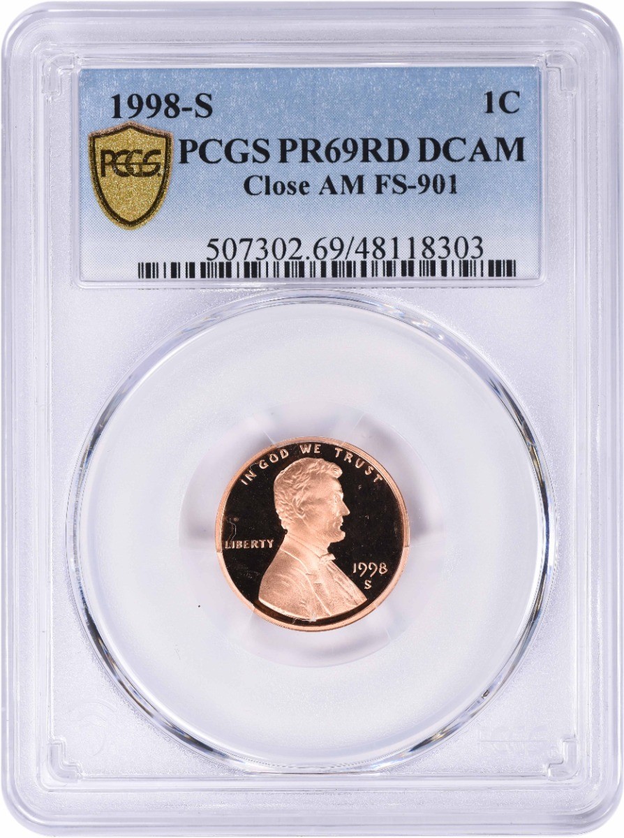 1998-S Lincoln Cent Close AM FS-901 PR69RD DCAM PCGS