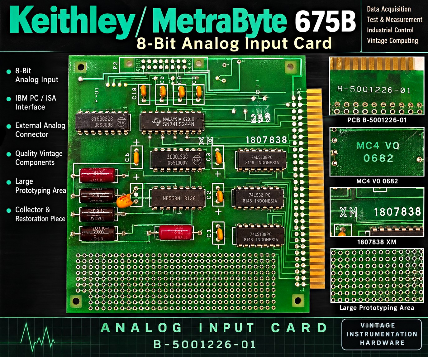 Keithley MetraByte 675B 8-Bit Analog Input Card B-5001226-01 Vintage PC ISA Keithley MetraByte 675B 8-Bit Analog Input Card B-5001226-01 Vintage PC ISA