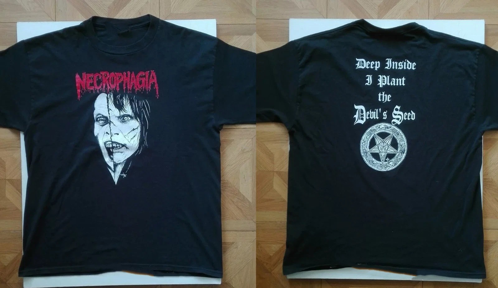 Necrophagia Band 2 Sides Heavy Cotton Black Full Size S to 5XL Shirt CK201