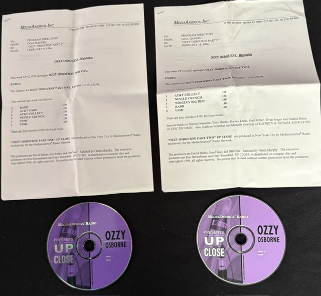 Ozzy Osborne-UP Close-2 CDS Feb 1996 Promo Music and Interviews