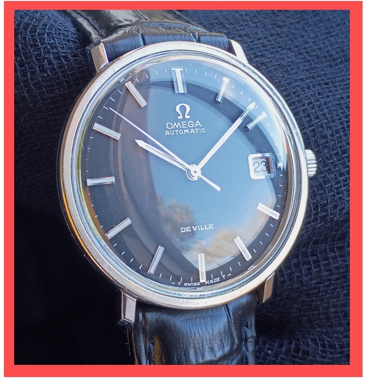 Black Dial OMEGA DE VILLE Automatic Vintage 34mm Case Date Men\'s Watch