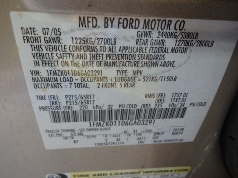Engine 3.0L VIN 1 8th Digit Fits 05-07 FIVE HUNDRED 233399