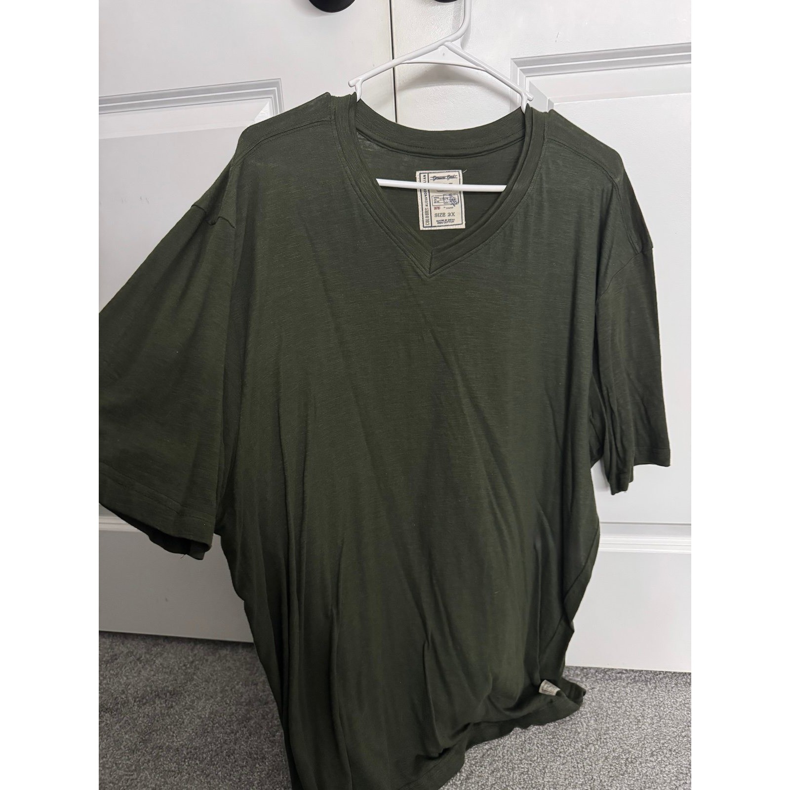 Denim & Flower Ricky Singh Mens V-Neck T-Shirt Dark Olive Green Size 2X