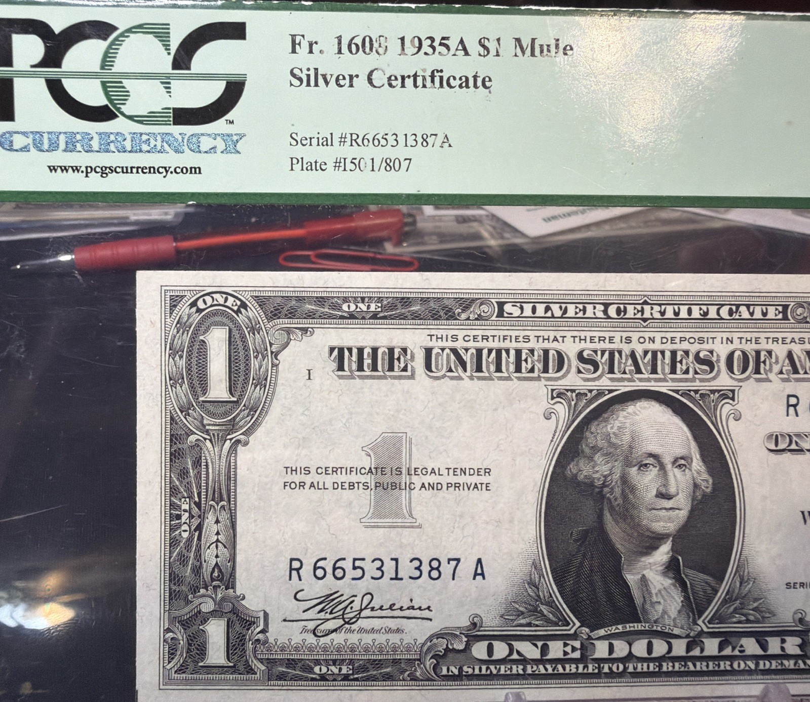 🤯 $1.00 1935-A MULE ( R/A BLOCK )SILVER CERTIFICATE PCGS CHOICE 63PPQ