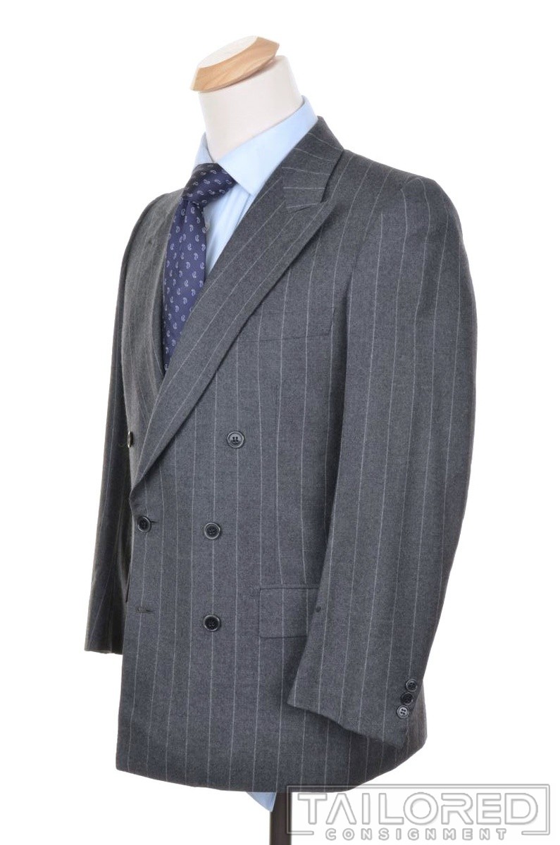 BRIONI Gray Striped Textured CASHMERE WOOL Luxury Jacket Pants Suit - 39 S