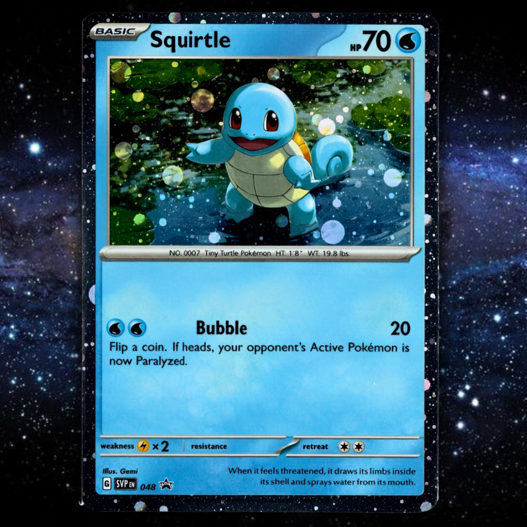 Squirtle 048 Cosmos Holo w/ SWIRL🌀+ HOLOBLEED Black Star Promo Pokemon Card NM Squirtle 048 Cosmos Holo w/ SWIRL🌀+ HOLOBLEED Black Star Promo Pokemon Card NM