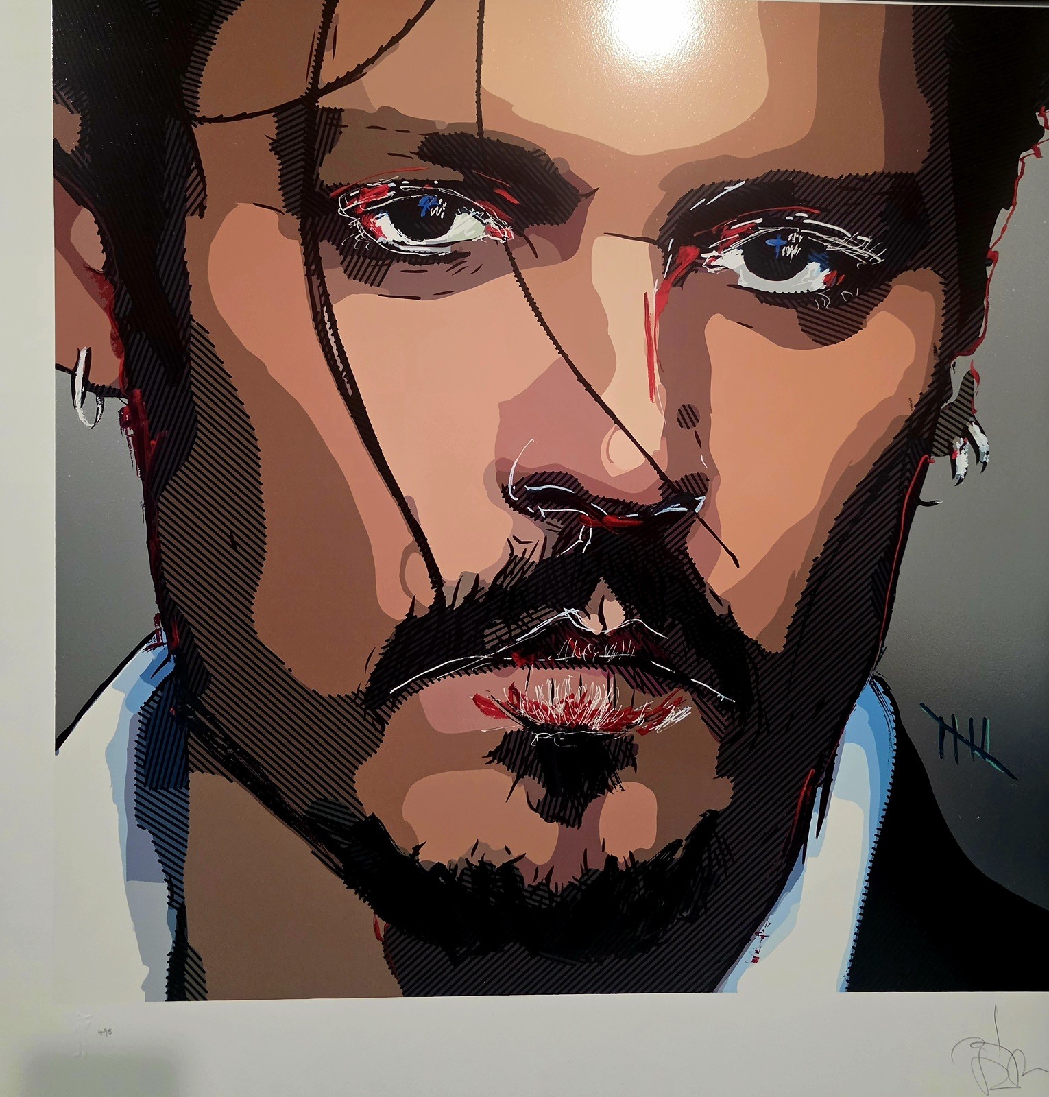 Johnny Depp “FIVE” Self Portrait hand signed by Johnny Depp Johnny Depp “FIVE” Self Portrait hand signed by Johnny Depp