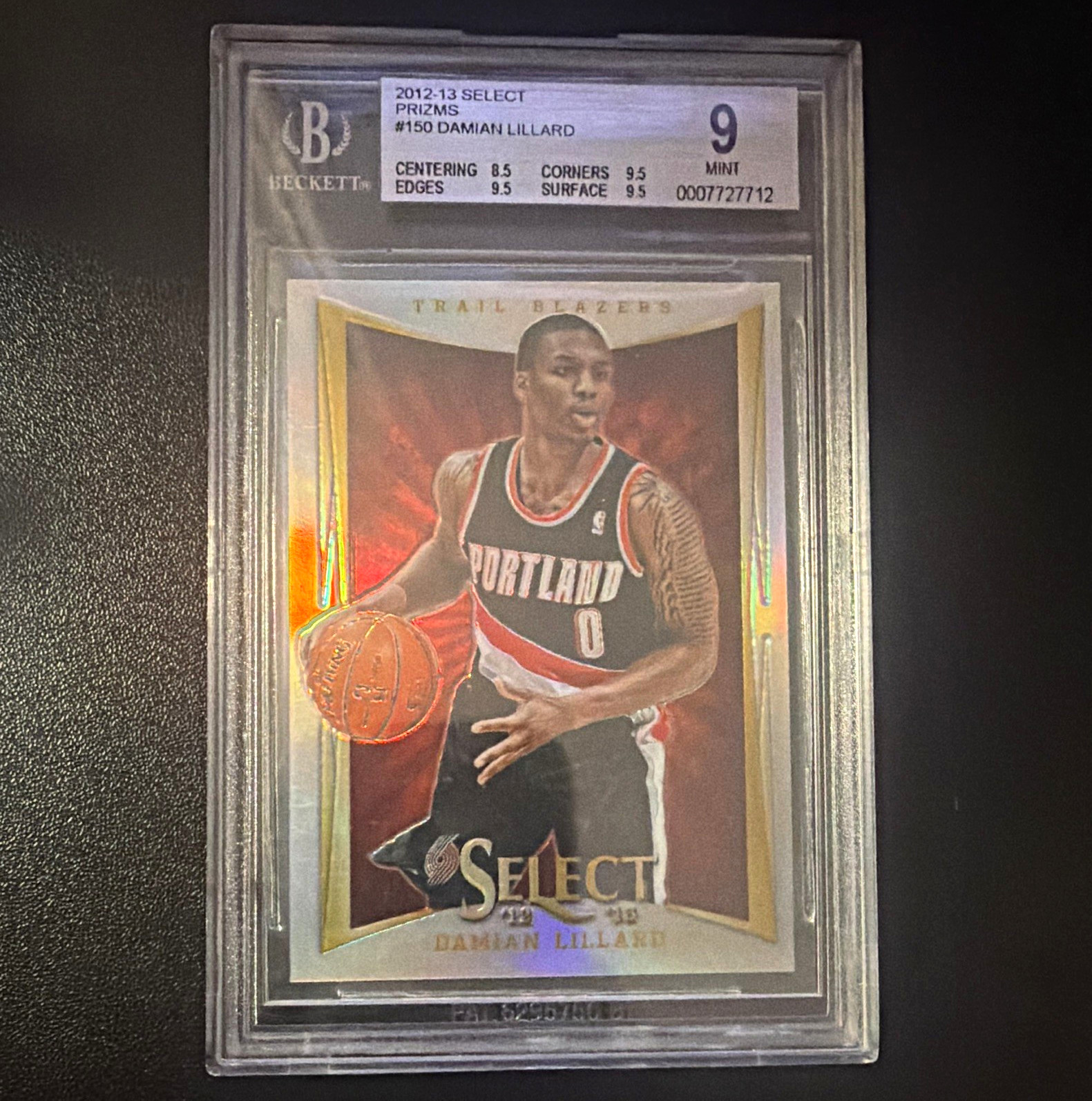 2012-13 Panini Select Prizms Damian Lillard Rookie #150 BGS 9 2012-13 Panini Select Prizms Damian Lillard Rookie #150 BGS 9