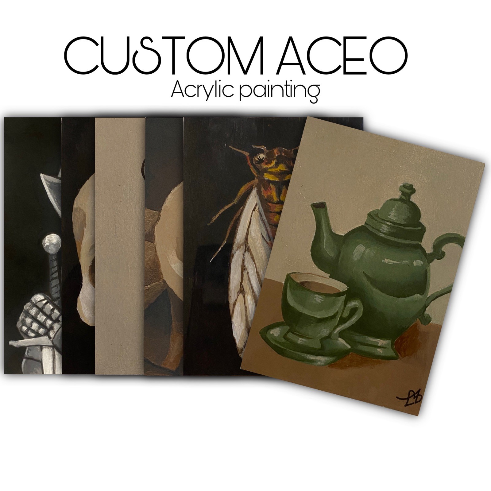 Custom ACEO art card OOAK Acrylic painting on Cream Cardstock
