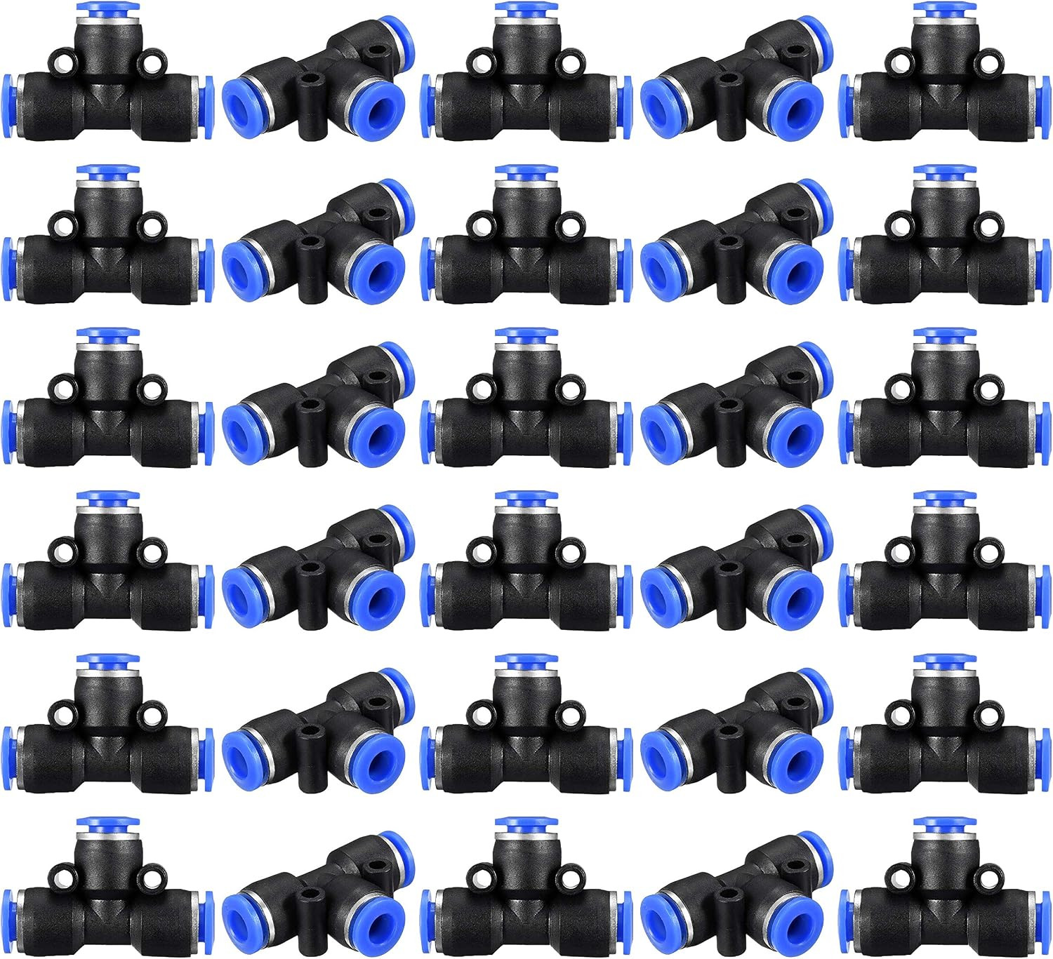 NACX 6Mm (1/4”） Push to Connect Fitting Tee Shaped, Air Line Push Lock Pneumatic