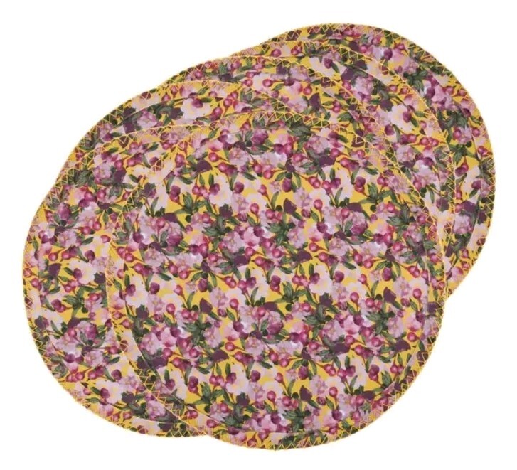 New Sophie Williamson Designs SWD 6 Round Placemats Romance is Dead Yellow New Sophie Williamson Designs SWD 6 Round Placemats Romance is Dead Yellow