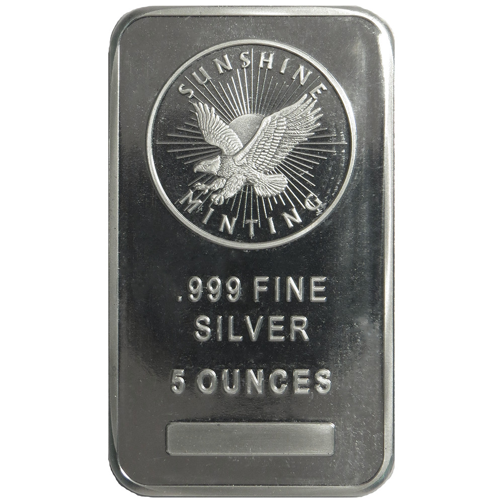 5 Troy oz Sunshine Mint .999 Fine Silver Bar Mint Mark SI Sealed
