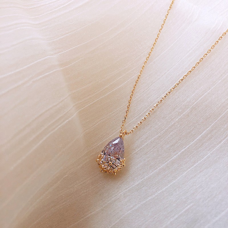 Crystal Water Drop Pendant Necklace Earrings Set Women Adjustable Jewelry Gift Crystal Water Drop Pendant Necklace Earrings Set Women Adjustable Jewelry Gift