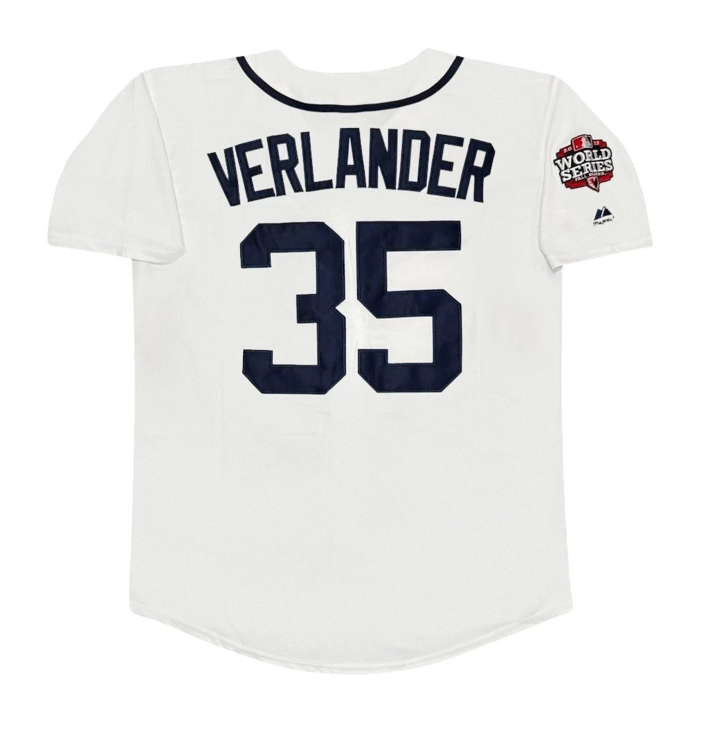 Justin Verlander 2012 Detroit Tigers World Series Home White Jersey Men's (L-XL) Justin Verlander 2012 Detroit Tigers World Series Home White Jersey Men's (L-XL)