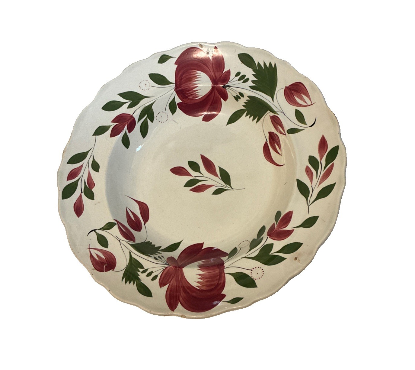 British Adams Rose Stick Spatter Ironstone Hand Painted Stamped 11” Plate 