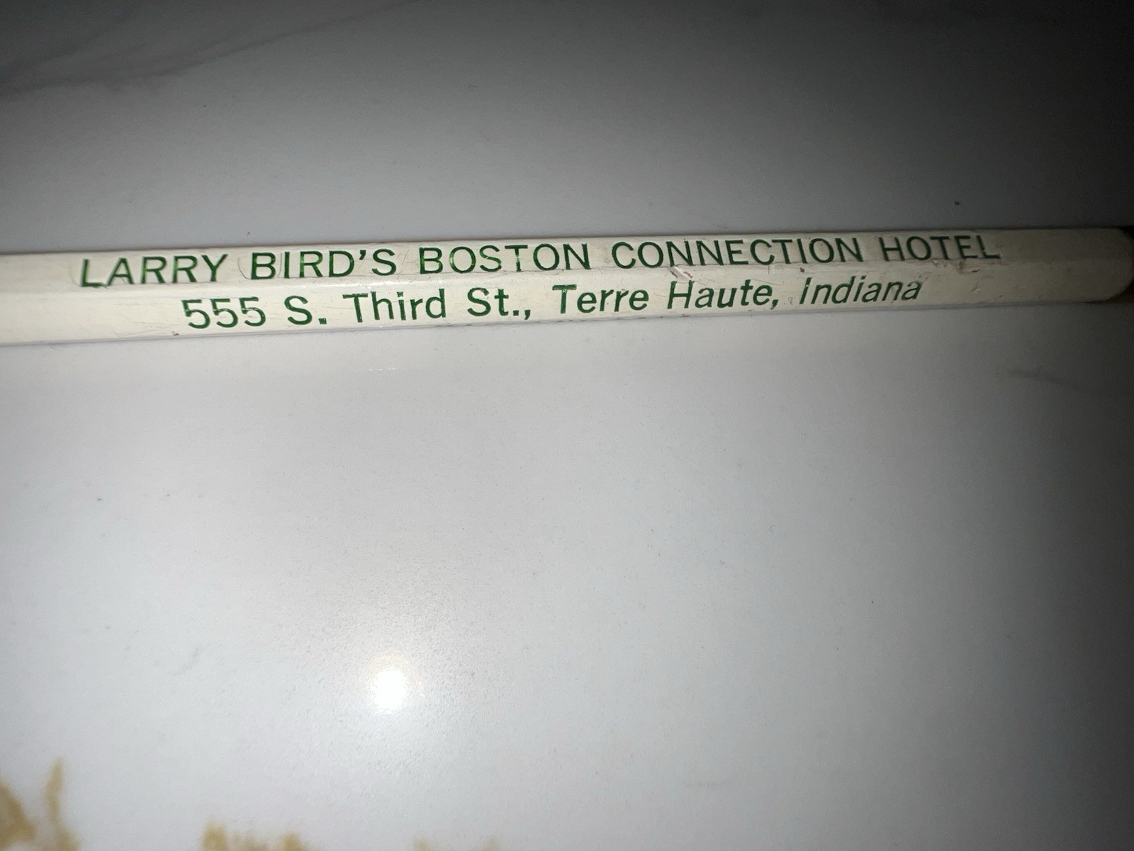 Vtg Larry Bird Boston Connection Hotel Pencil Terre Haute Indiana Celtics NBA 
