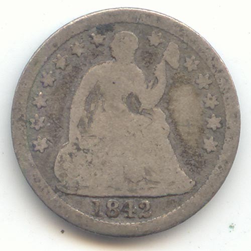 1842-O Seated Liberty Half Dime, Problem Free Good, Scarce