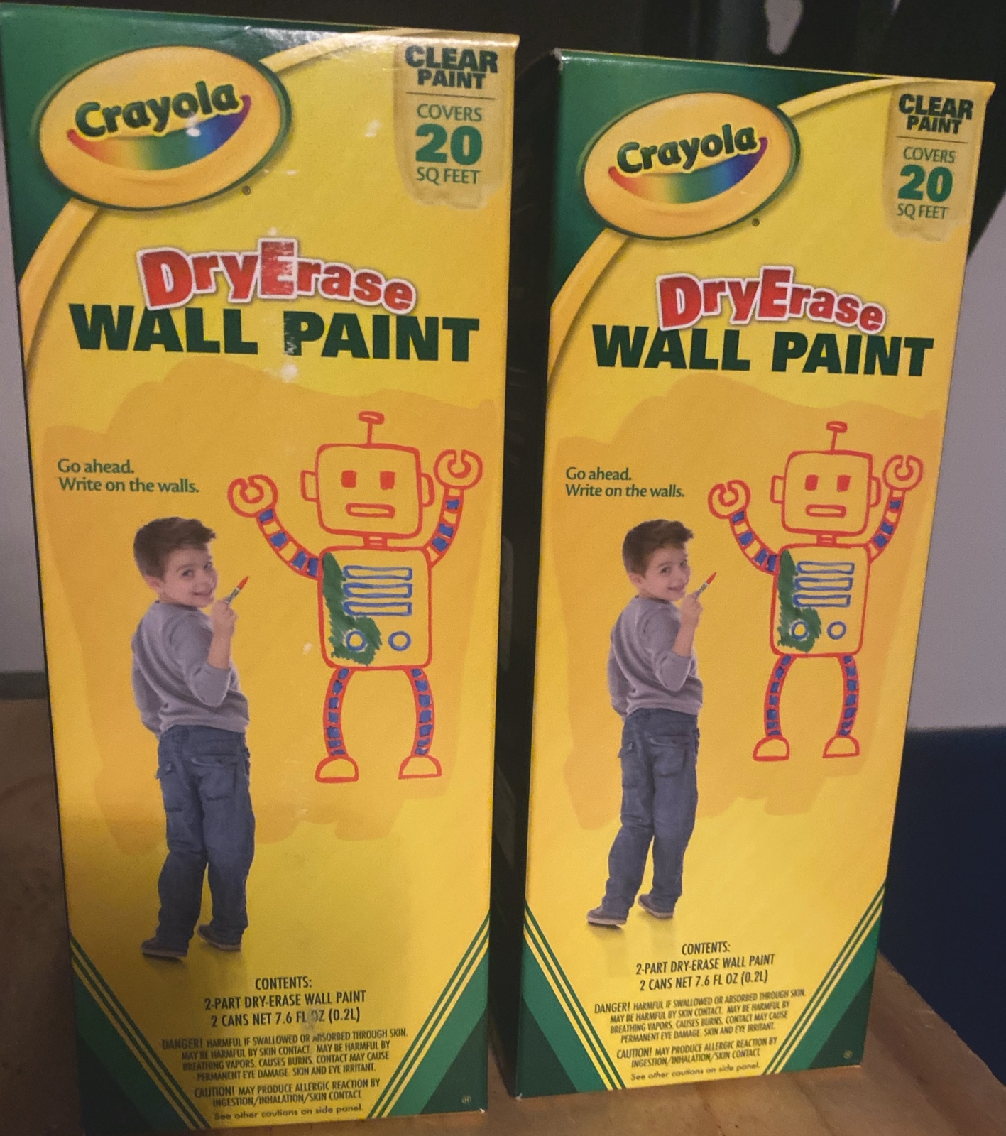 2 Crayola Dry Erase Wall Paint . Each Box Covers 20 SQ. Feet Each. Total 40 Sq F