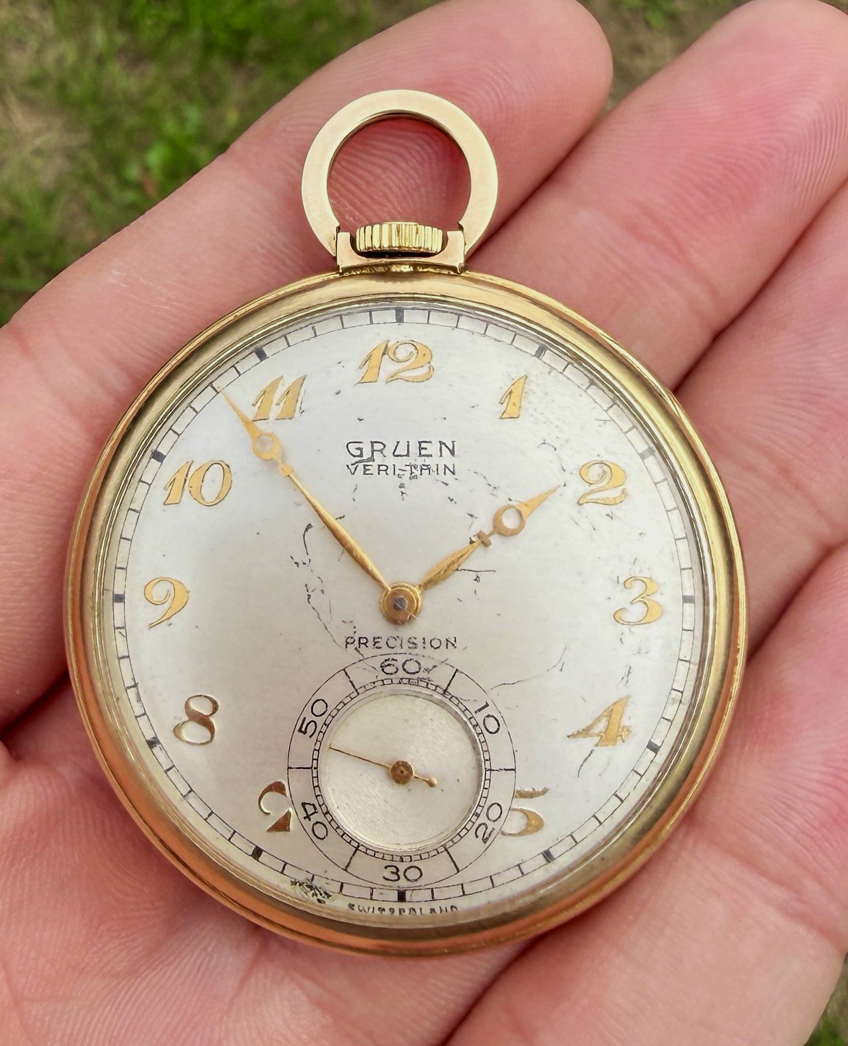 Vintage 1947 Gruen Veri-Thin Precision Manual Pocket Watch Open Face, Cal-380