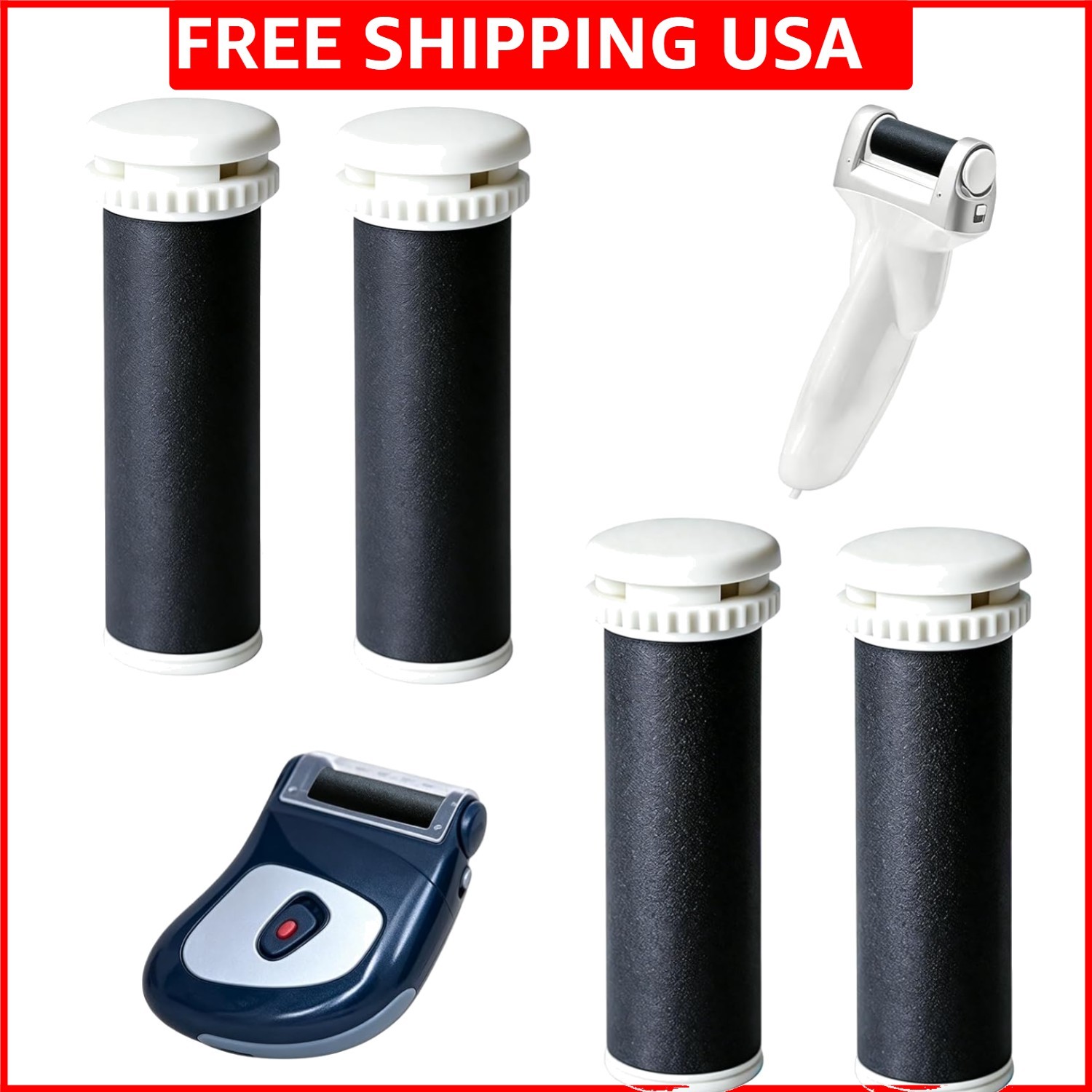 4PCS Replacement Rollers Refills Compatible with Emjoi Micro Pedi Callus Remo...