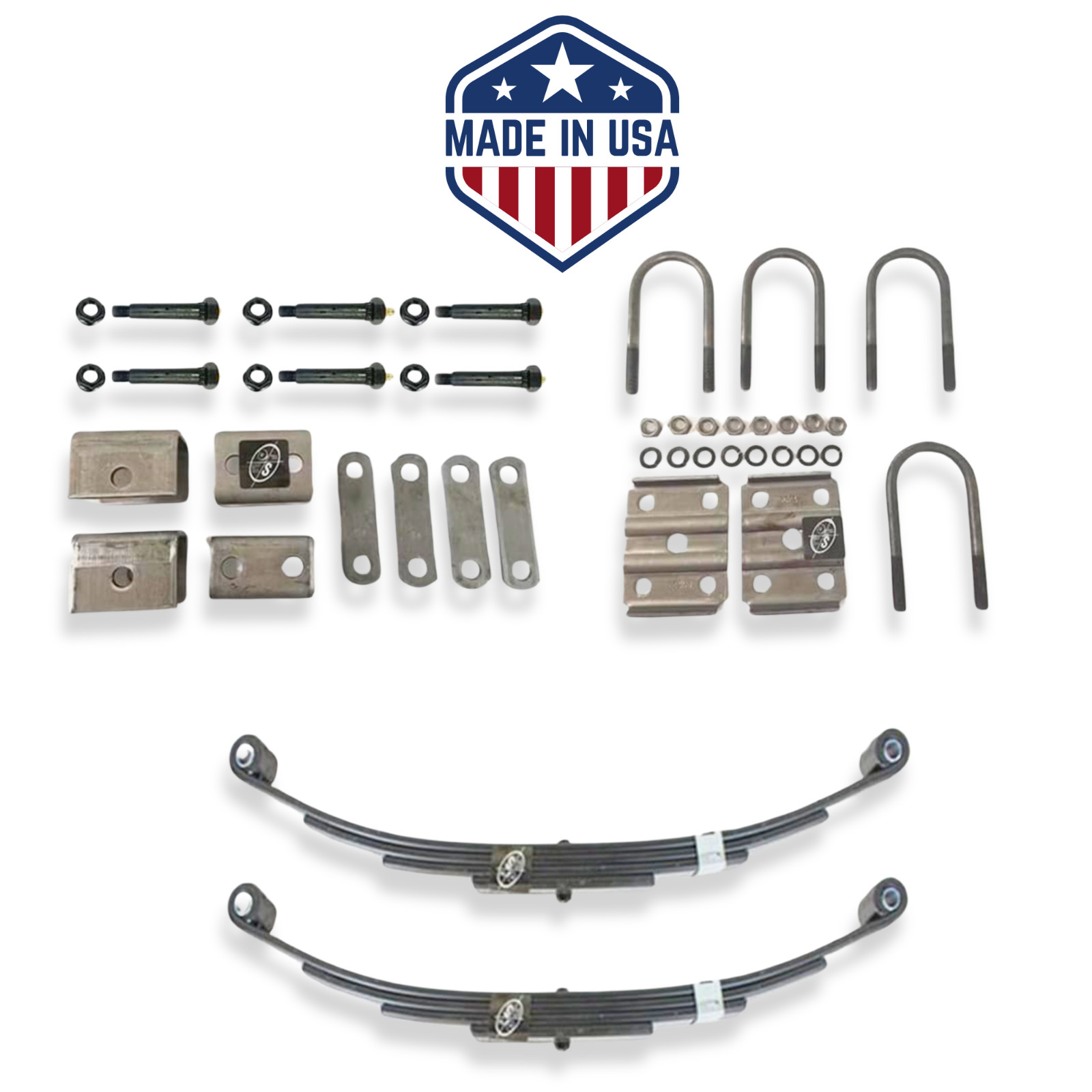 USA Made HD Greaseable 3500 lbs Trailer Axle Kit (Leaf Springs, Hanger & U-Bolt)