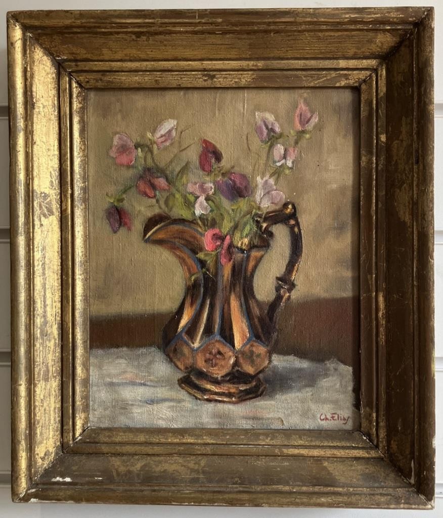Antique Oil Painting FRENCH IMPRESSIONIST ROMANTIC Still Life Signed BEAUTIFUL