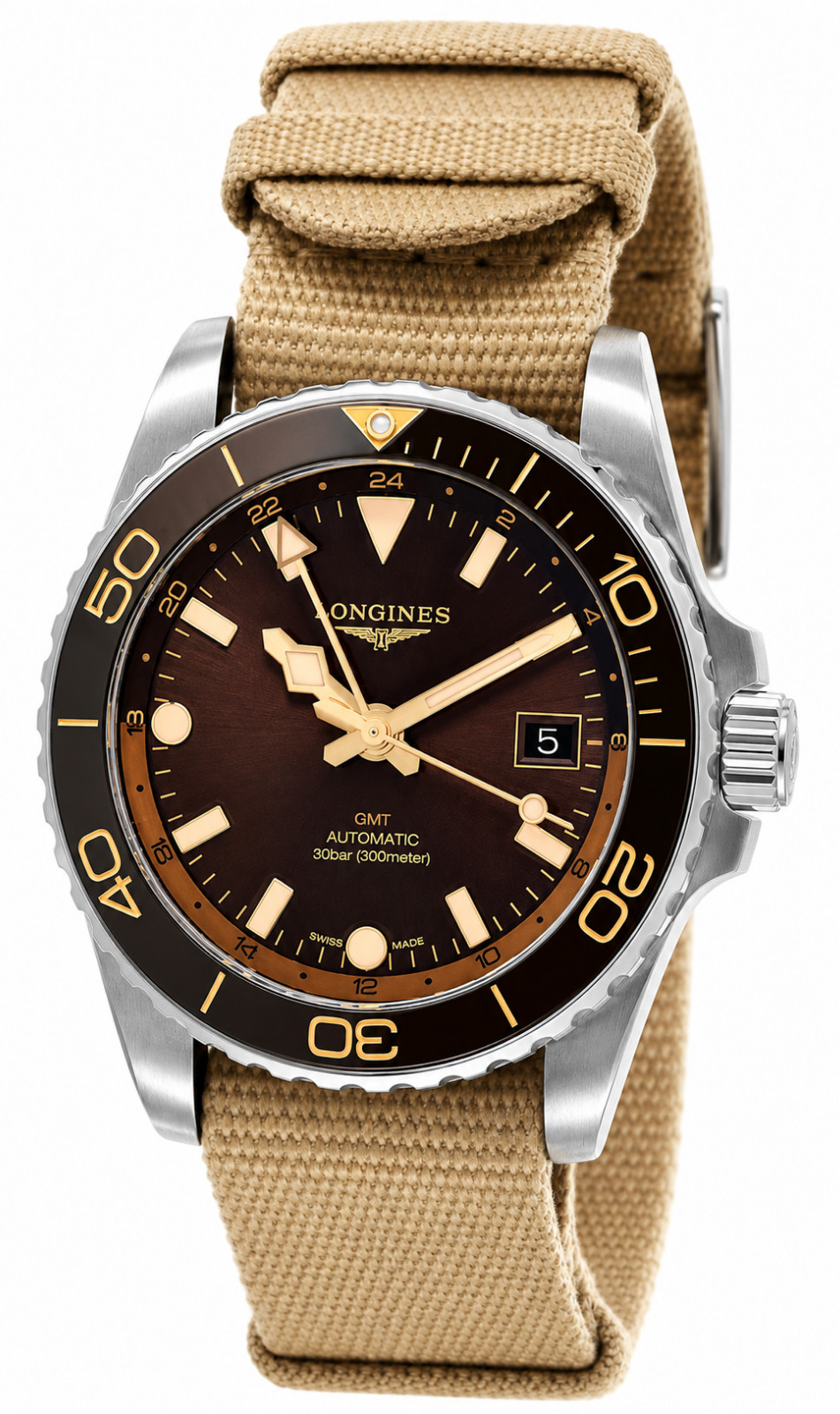 New Longines Mens HydroConquest GMT Automatic 41 Brown Dial Watch L3.790.4.66.2 New Longines Mens HydroConquest GMT Automatic 41 Brown Dial Watch L3.790.4.66.2